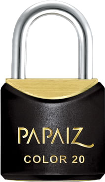 Cadeado Latão Plastificado 20 mm CR Preto - Papaiz