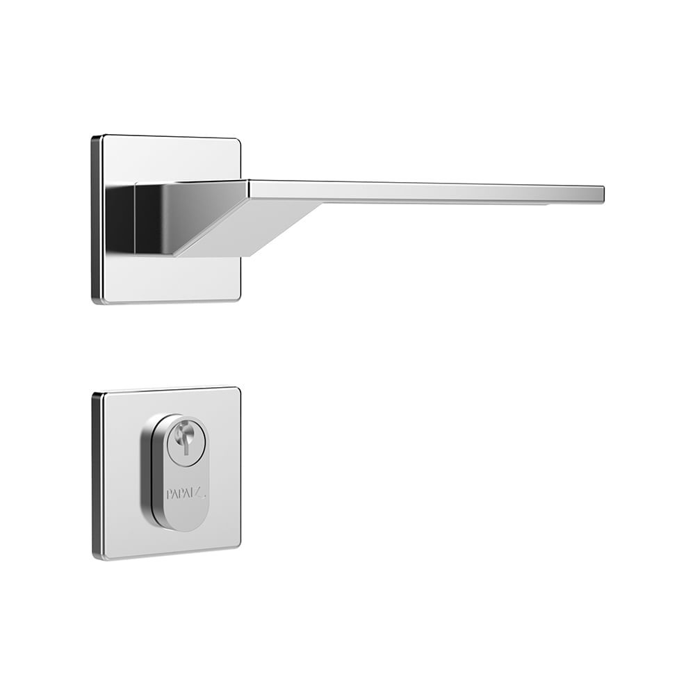 Fechadura Para Porta De Entrada Cromada 40mm Com Roseta Mz63 Cor Prateado