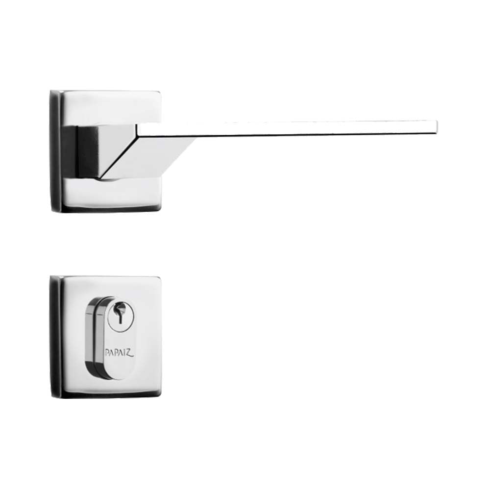Encontraproduto.com.br - Fechadura Para Porta De Entrada Cromada 40mm Com Roseta Mz63 Cor Prateado