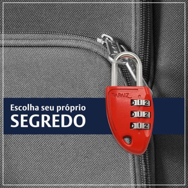 Encontraproduto.com.br - Cadeado Segredo Papaiz CS23 Vermelho 23mm