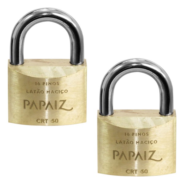 Encontraproduto.com.br - Cadeado Tetra Papaiz 2 Chaves 50MM Kit com 5UN