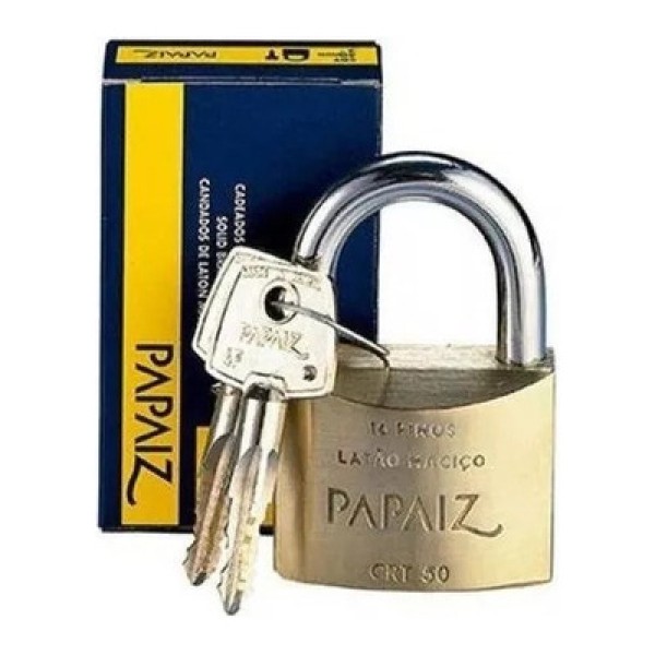 Encontraproduto.com.br - Cadeado Tetra Papaiz 2 Chaves 50MM Kit com 5UN