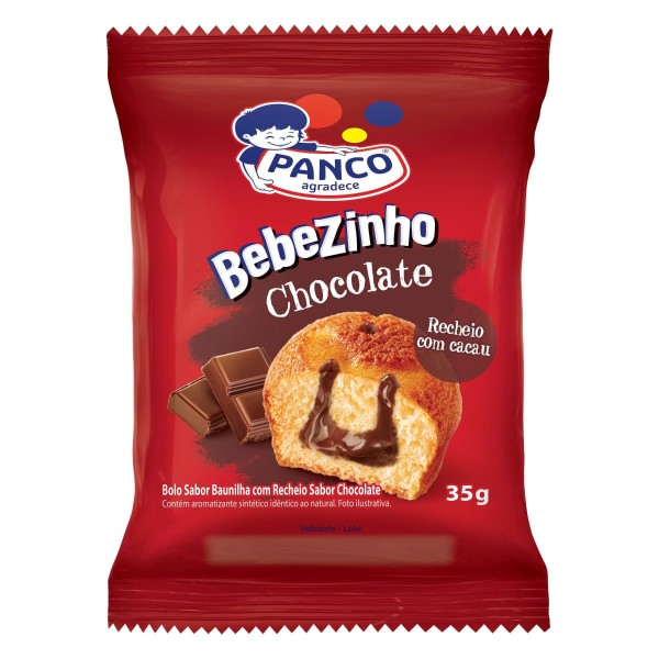 Encontraproduto.com.br - Bolo Baunilha com Recheio Chocolate Panco Bebezinho Pacote 35g