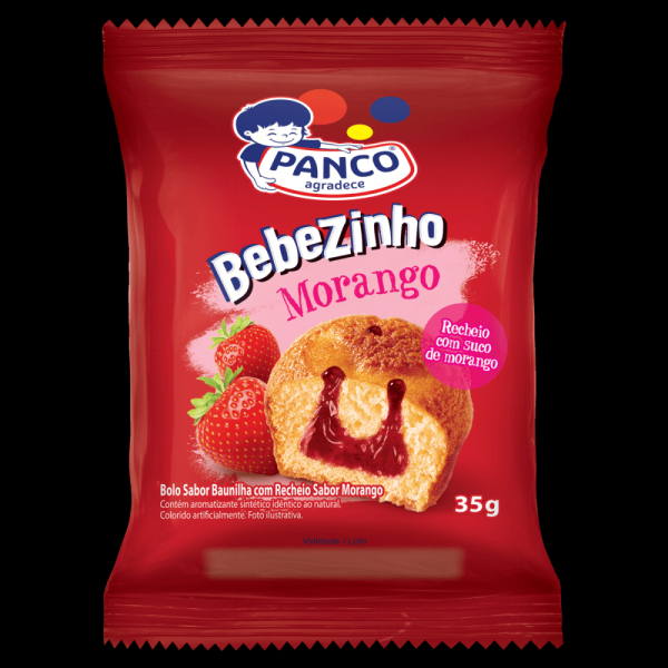 Bolo Baunilha com Recheio Morango Panco Bebezinho Pacote 35g