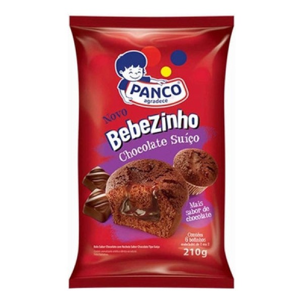 Bolo Chocolate com Recheio Chocolate Suíço Panco Bebezinho Pacote 35g