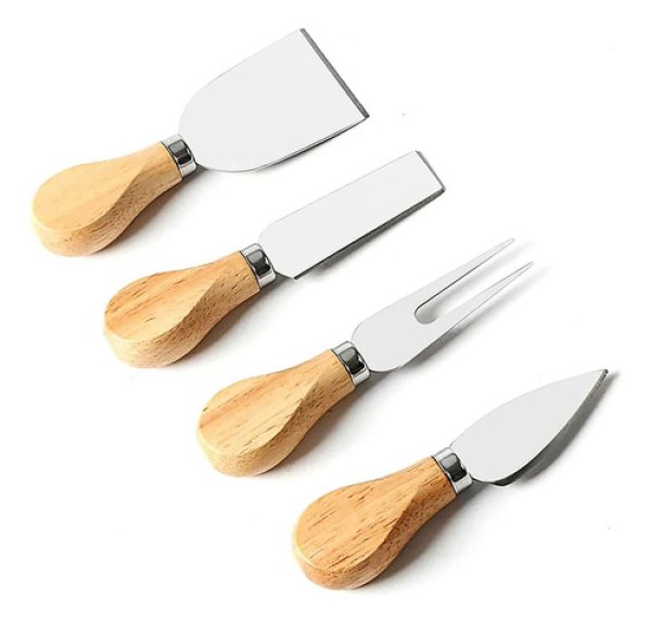 Kit Facas P/ Queijo 4 Peças em Bambu Koya