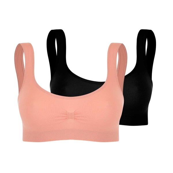 Encontraproduto.com.br - Kit 2 Sutiã Top Clássico Preto/MacadÃ¢mia G Trifil