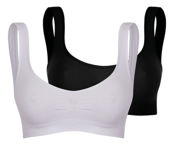 Encontraproduto.com.br - Kit 2 Sutiã Top Clássico Preto/MacadÃ¢mia G Trifil