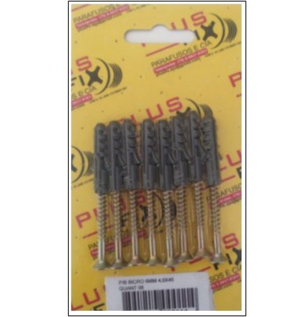 Encontraproduto.com.br - Parafuso/Bucha Brico 4x45 6MM C/8 Unidades - Plusfix