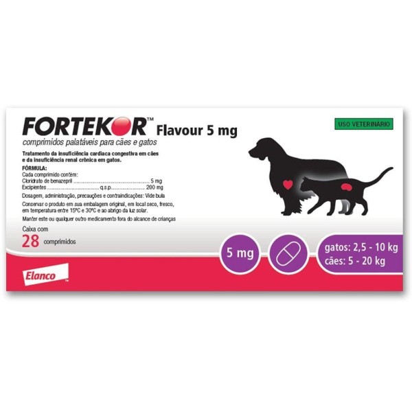 Encontraproduto.com.br - Fortekor 5mg 28 comprimidos Novartis Insuficiência Cães e Gatos
