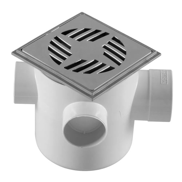 Encontraproduto.com.br - Caixa Sifonada CS2 120X120X50 Quadrada ABS Cromada  Astra