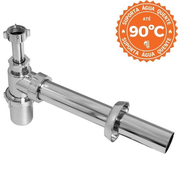 Encontraproduto.com.br - Sifão Rígido com Copo 7/8 x 40mm Prata Astra