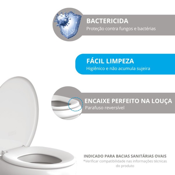 Encontraproduto.com.br - Assento Sanitário Convencional/Oval Branco Astra