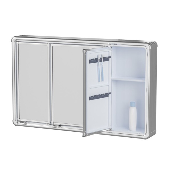 Encontraproduto.com.br - Armário Plástico com Perfil de Alumínio com 3 Portas 73x11,3x45cm de Sobrepor Astra