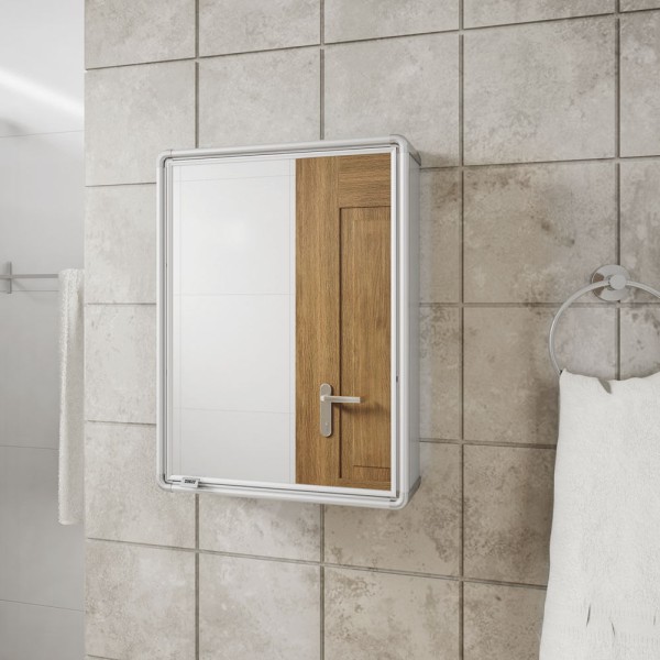 Encontraproduto.com.br - Armário Plástico com Perfil de Alumínio com 1 Porta 44x11,3x58cm de Sobrepor Astra