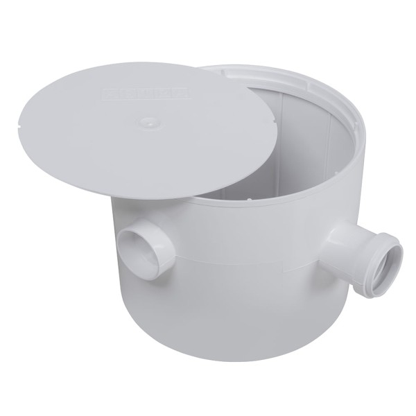 Encontraproduto.com.br - Caixa Sifonada 25x20cm de 3 Entradas com Saída de 50mm e Suporte Redondo Branco Astra