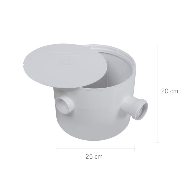 Encontraproduto.com.br - Caixa Sifonada 25x20cm de 3 Entradas com Saída de 50mm e Suporte Redondo Branco Astra