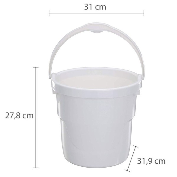 Encontraproduto.com.br - Balde De Plástico Redondo Com 12l Alças E Marcador De Litros Interno Astra Branco