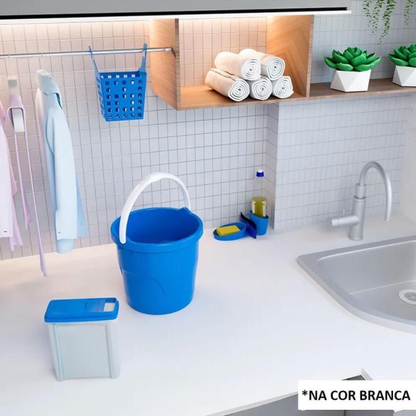 Encontraproduto.com.br - Balde De Plástico Redondo Com 12l Alças E Marcador De Litros Interno Astra Branco