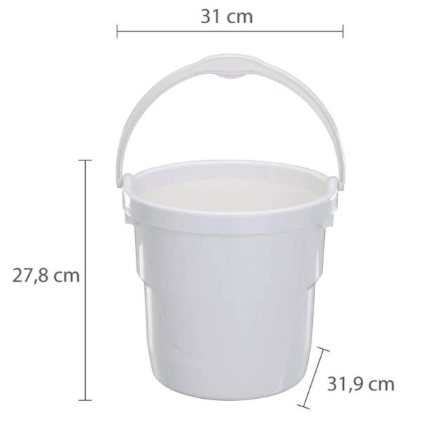 Encontraproduto.com.br - Balde De Plástico Redondo Com 12l Alças E Marcador De Litros Interno Astra Branco