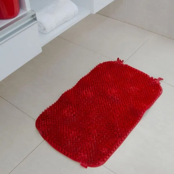 Encontraproduto.com.br - Tapete Para Banheiro Felpudo Pvc Es4 34cmx57cm Astra Cor Bordô