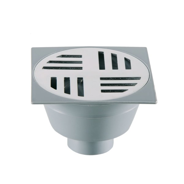 Encontraproduto.com.br - Ralo Sifonado Redondo Cinza com Suporte Quadrado 10,1 x 10,1 x 7,1cm Astra
