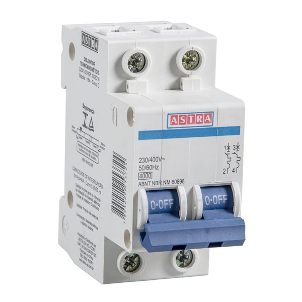 Encontraproduto.com.br - Disjuntor Bipolar Curva C Din 10A Astra