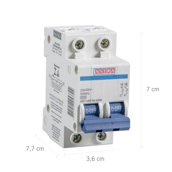 Encontraproduto.com.br - Disjuntor Bipolar Curva C Din 10A Astra
