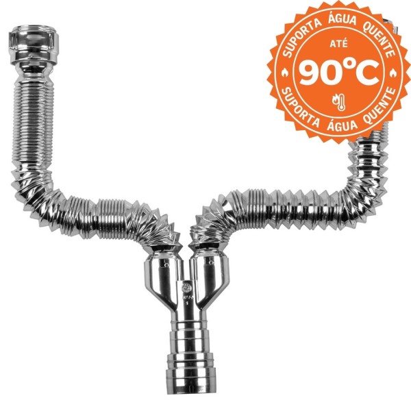 Encontraproduto.com.br - Sifão Extensível Universal Duplo Cromado DN40/48/50 Astra