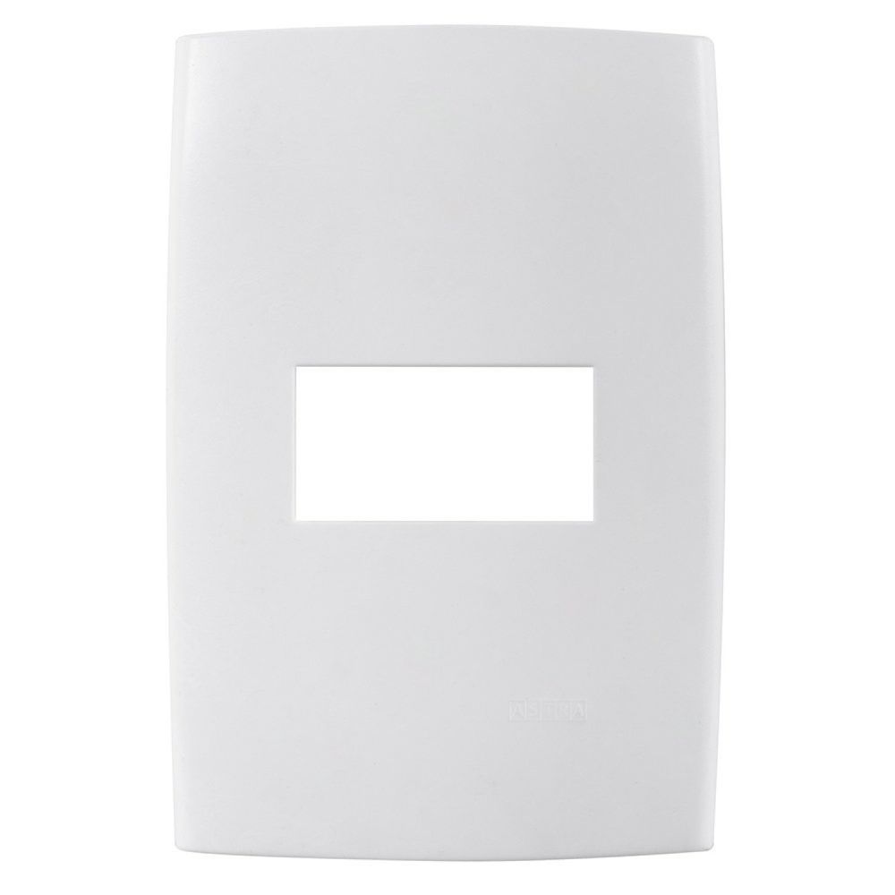 Encontraproduto.com.br - Placa Acabamento 4x2 com 1 Furo Horizontal e Suporte Branco Astra