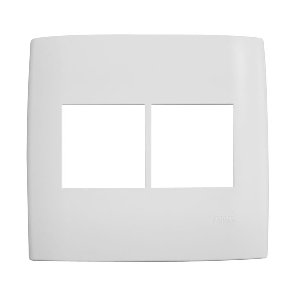 Encontraproduto.com.br - Placa Acabamento 4x4 com 2+2 Furos e Suporte Branco Astra