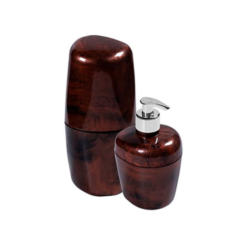 Encontraproduto.com.br - Kit para Banheiro Marrom Marmorizado 2 Peças - ASTRA
