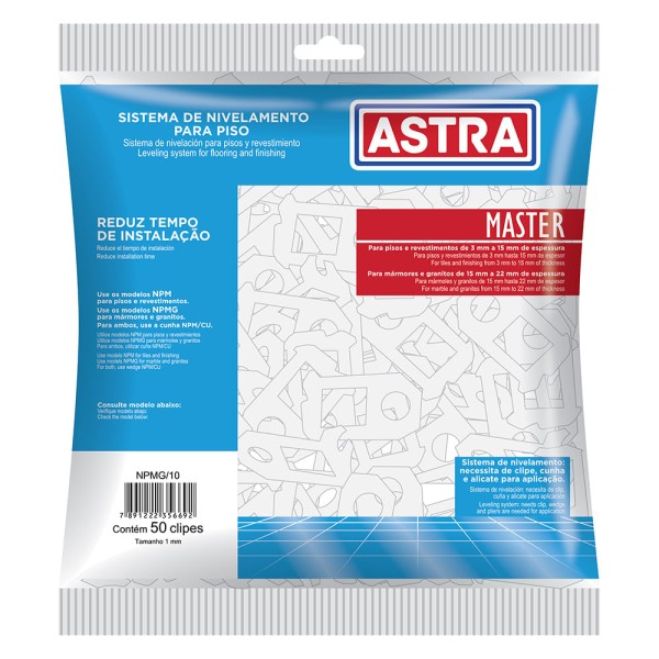 Encontraproduto.com.br - Clipe Nivelador de Piso Master para Mármore ou Granito - Embalagem com 50 Unidades Astra