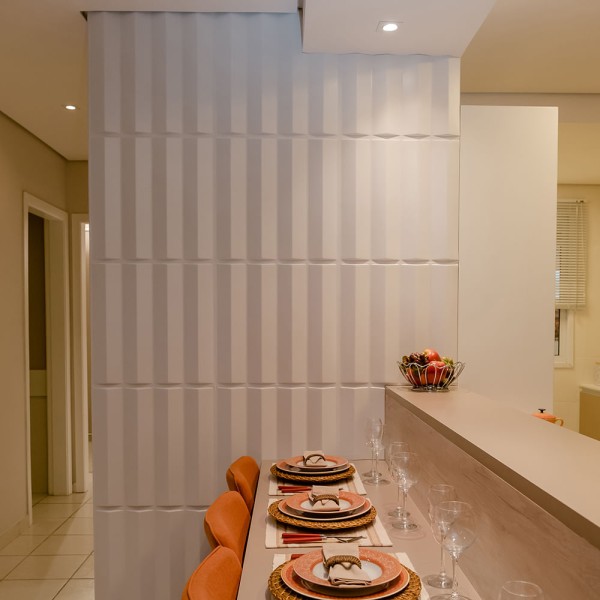 Encontraproduto.com.br - Revestimento Plástico 3D Zen Reto 1M² - 4 Placas Branca Astra