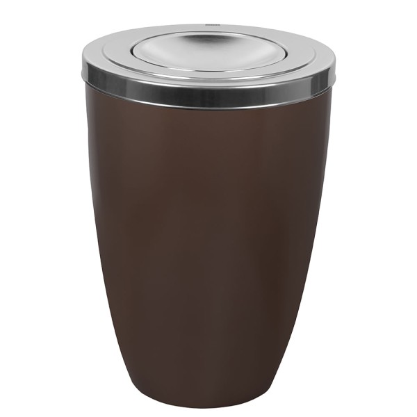 Encontraproduto.com.br - Lixeira Fibra De Vidro Bronze Fosco 50l Com Tampa Basculante Em Alumínio Bronze Fosco