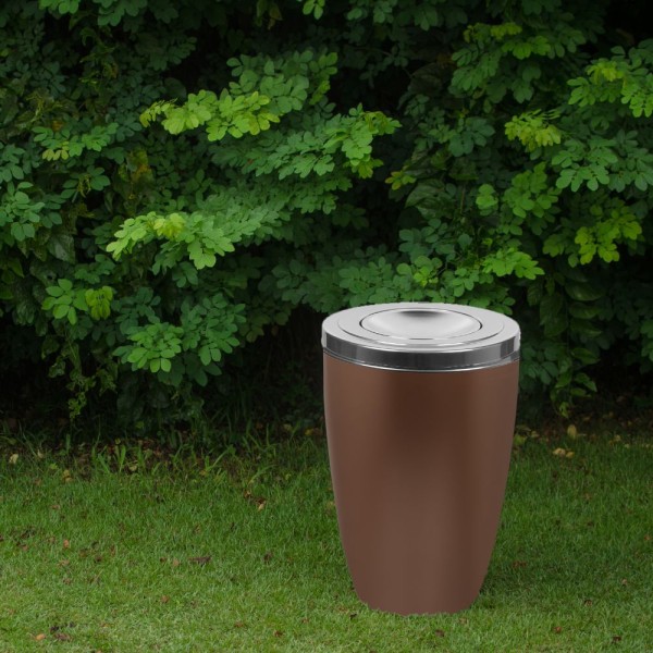 Encontraproduto.com.br - Lixeira Fibra De Vidro Bronze Fosco 50l Com Tampa Basculante Em Alumínio Bronze Fosco