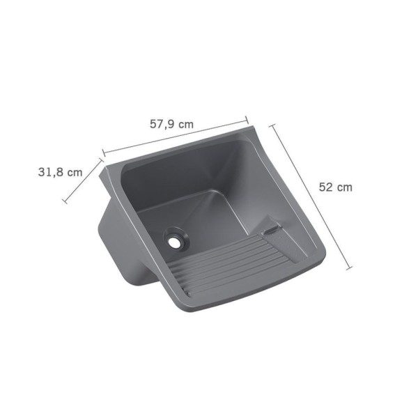 Encontraproduto.com.br - Tanque Plástico Prata  58x52x32cm Para 50l - Astra