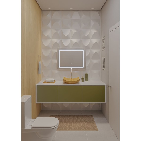 Encontraproduto.com.br - Revestimento Plástico 3D Duna com Fita Dupla Face 1m² - 16 Placas Branca Astra
