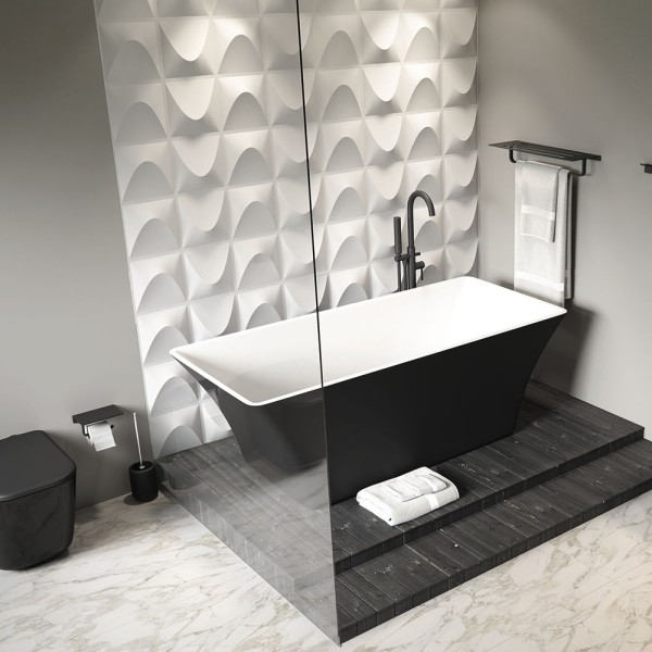 Encontraproduto.com.br - Revestimento Plástico 3D Duna com Fita Dupla Face 1m² - 16 Placas Branca Astra