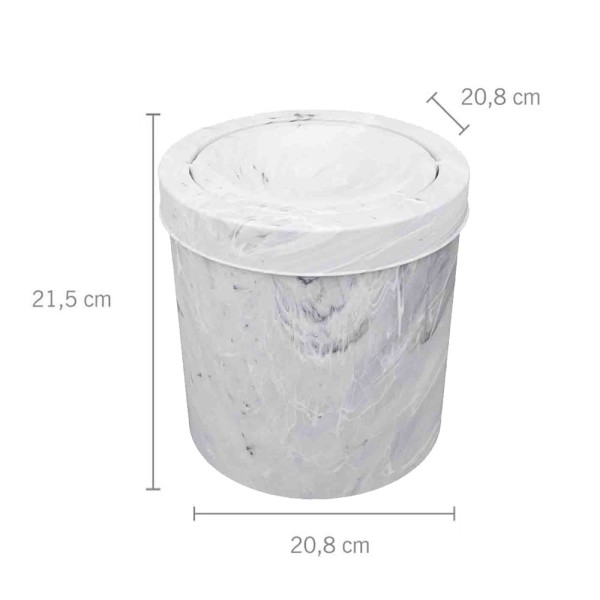 Encontraproduto.com.br - Cesto Multiúso com Tampa Basculante 6L Marmorizado Branco Astra