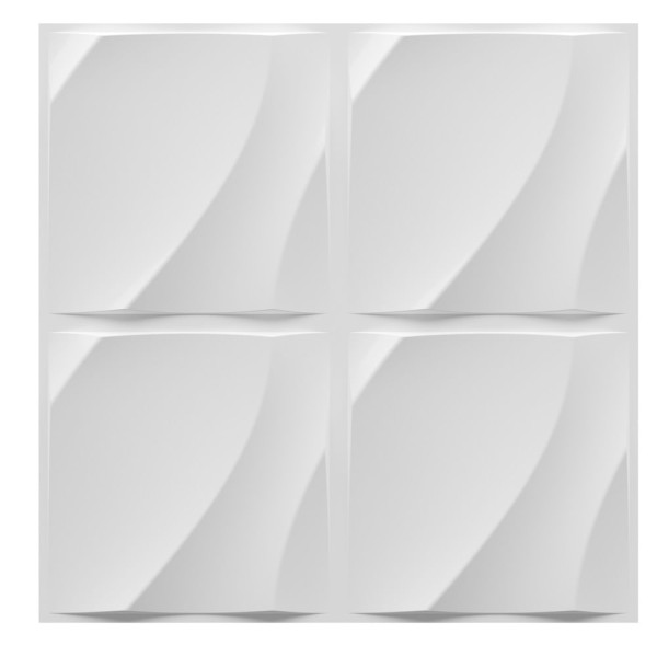 Encontraproduto.com.br - Revestimento Plástico 3D Onda com Fita Dupla Face 1M² - 4 Placas Branco Astra