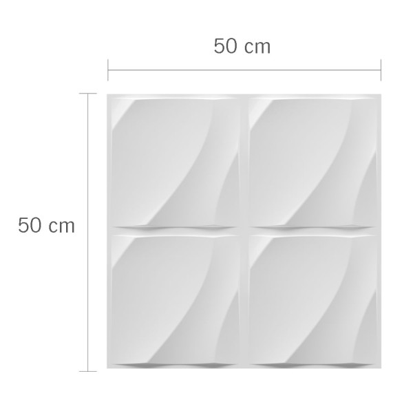 Encontraproduto.com.br - Revestimento Plástico 3D Onda com Fita Dupla Face 1M² - 4 Placas Branco Astra