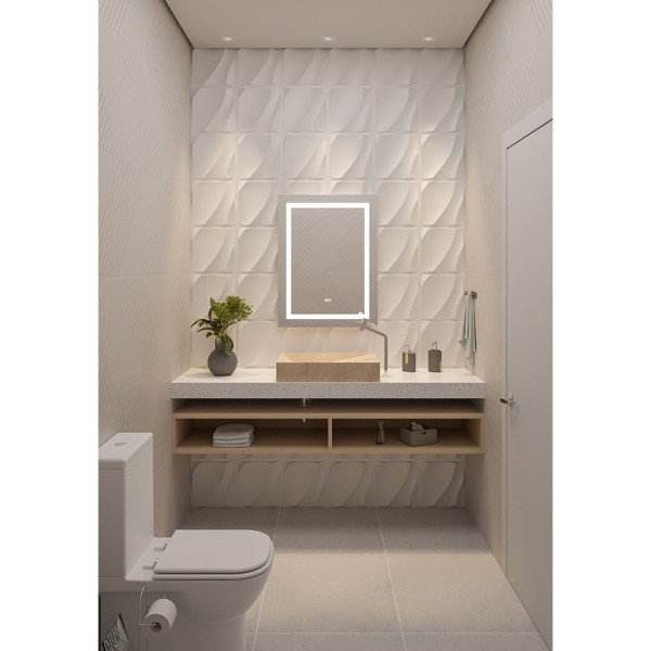 Encontraproduto.com.br - Revestimento Plástico 3D Onda com Fita Dupla Face 1M² - 4 Placas Branco Astra