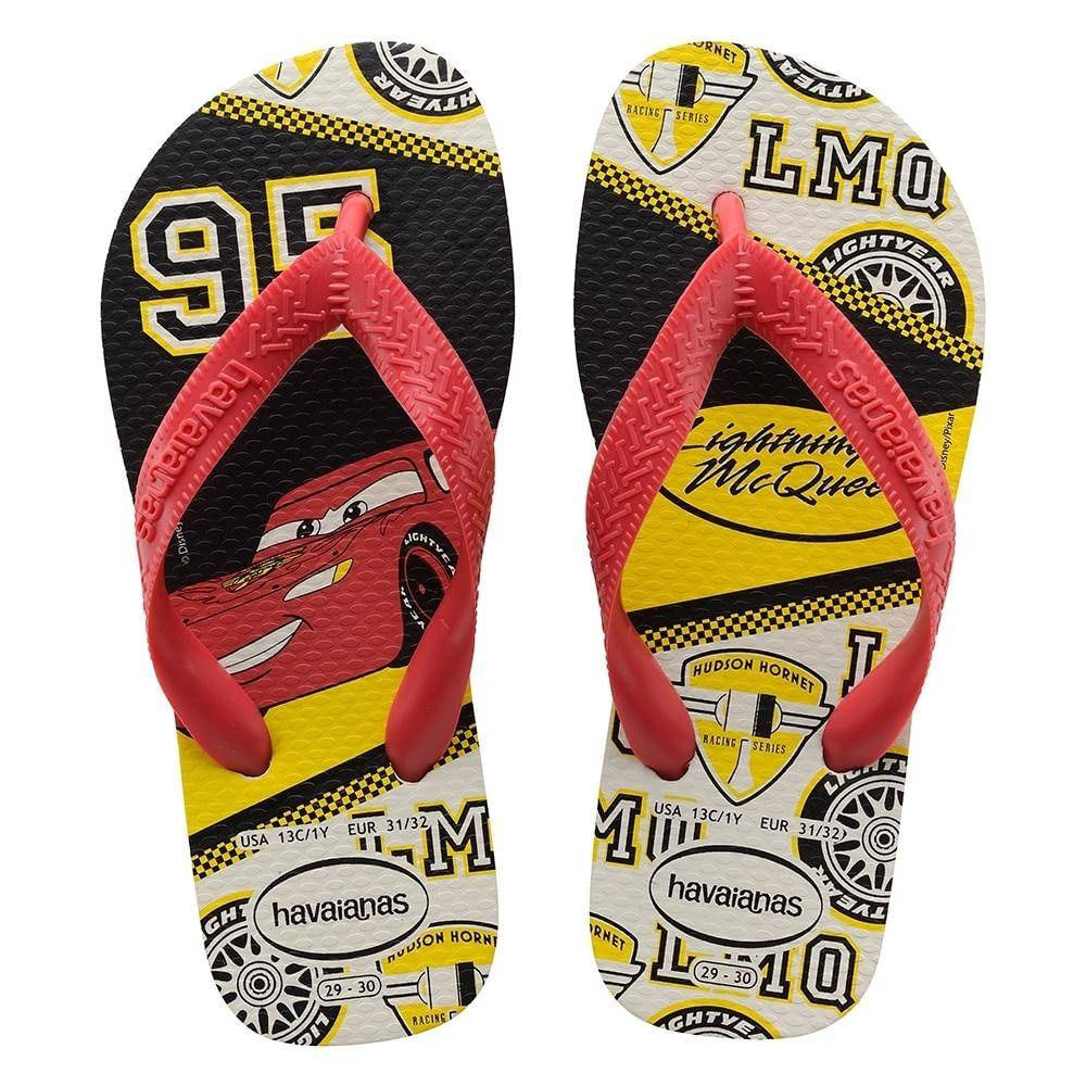 Encontraproduto.com.br - Sandália Havaianas Kids Cars Branco/Vermelho Tamanho 25/26