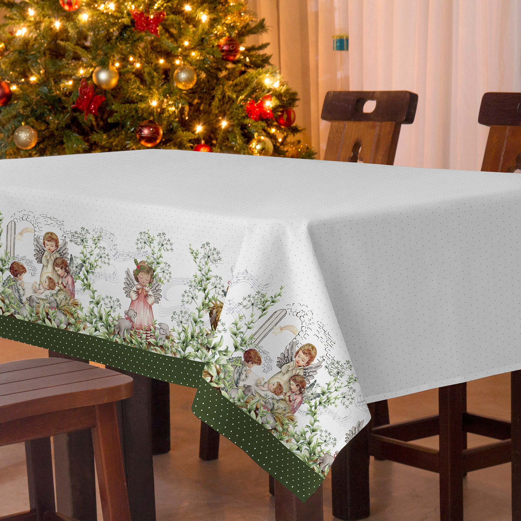 Toalha de Mesa Teka Basic Natalina 140x250cm