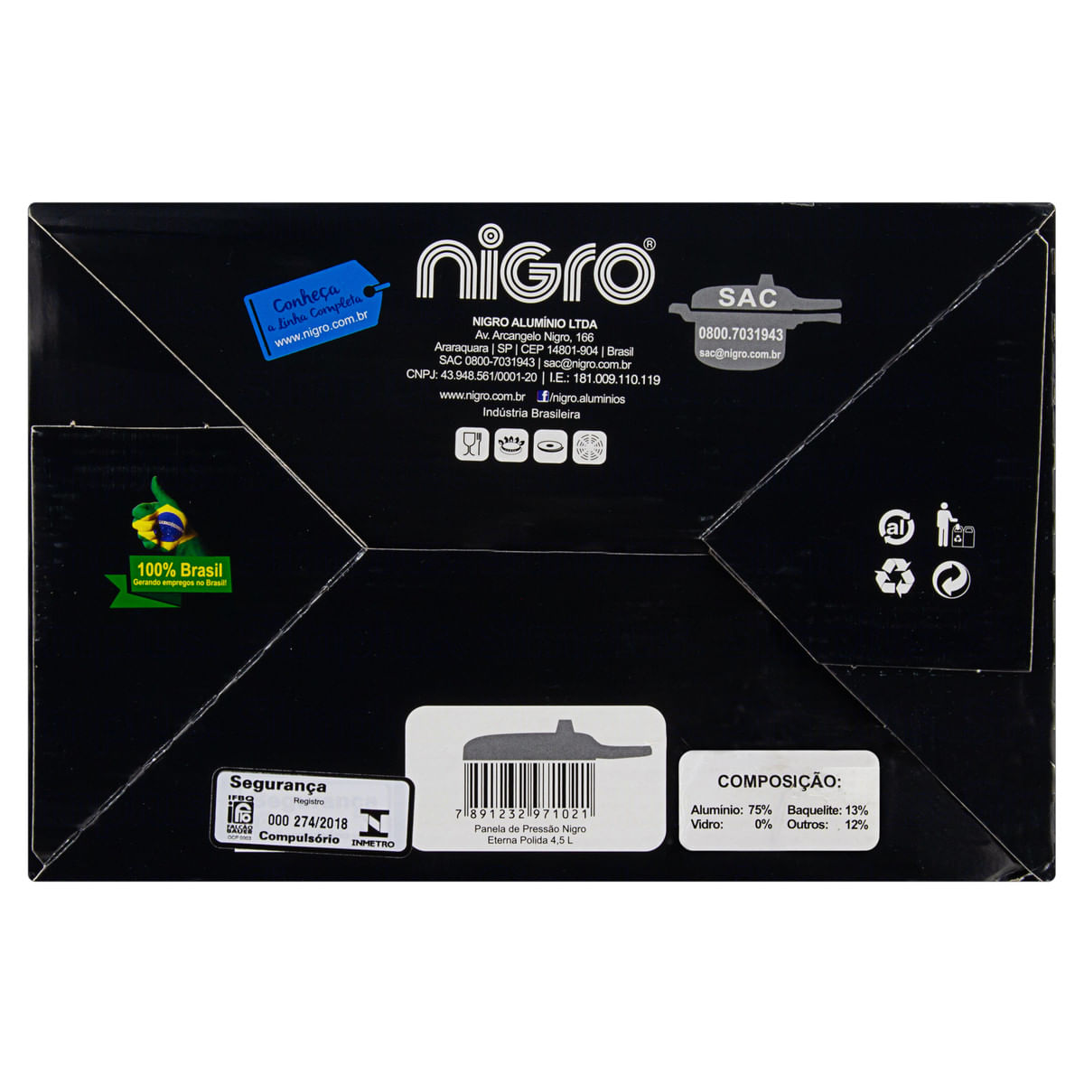 Encontraproduto.com.br - Panela de Pressão 4,5 L Nigro Eterna Fechamento Externo em Alumínio Polida