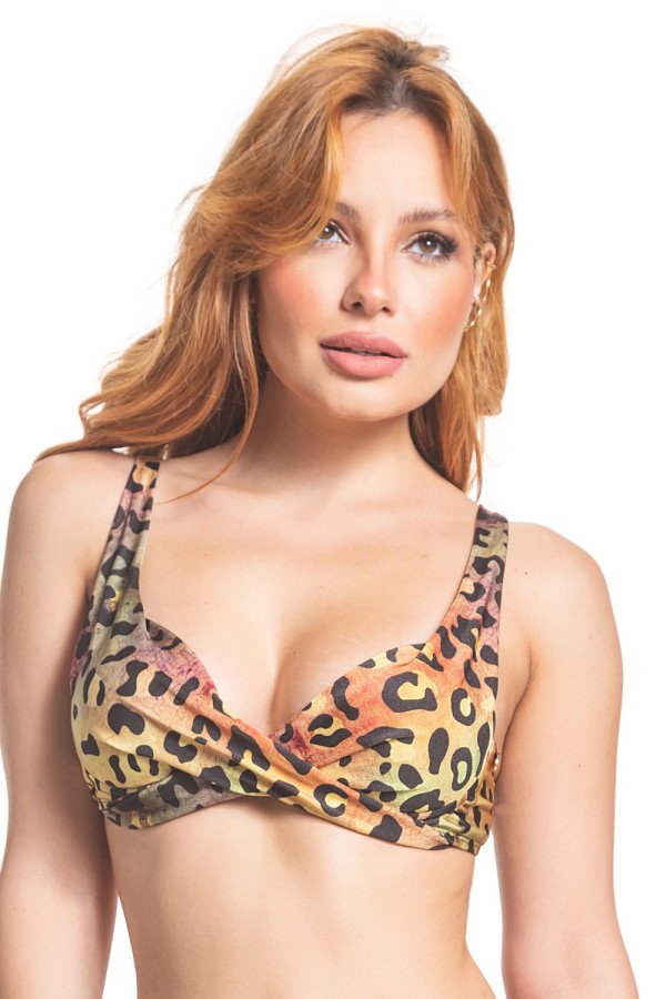 Top Meia Taça Estruturado Com Bojo Leopardo