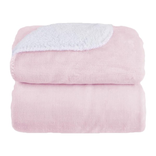 Encontraproduto.com.br - Cobertor Laço Bebê Sherpam Liso 90x110cm Rosa Claro