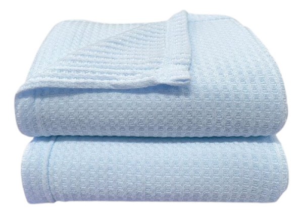 Manta Laço Bebê Termo Cubes 100x75cm Azul Claro