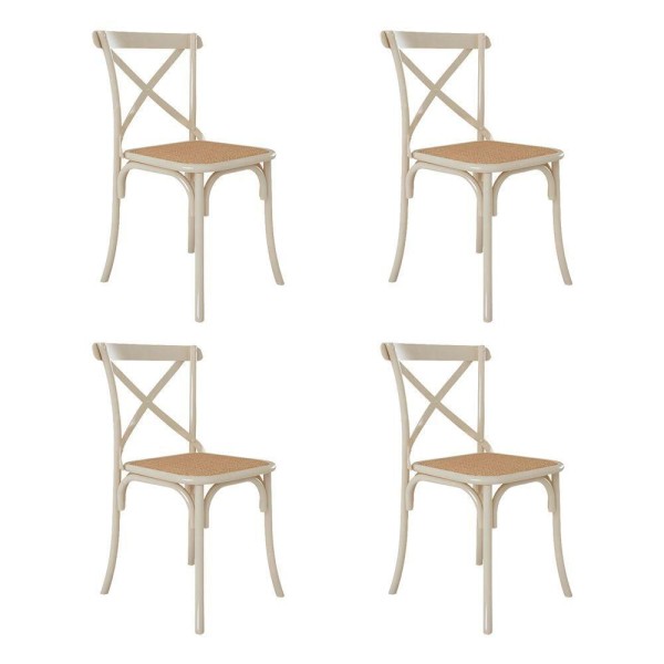 Encontraproduto.com.br - Jogo De Mesa Eiffel Redondo Tampo De Madeira 110Cm Preto Com 4 Cadeiras Katrina Off Whiteo Be